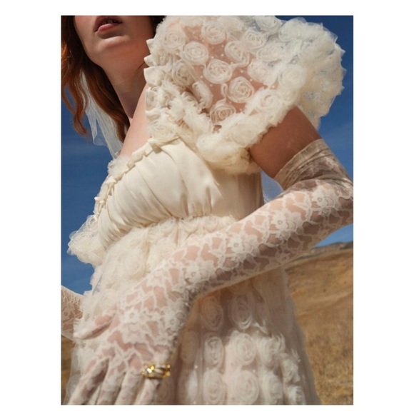 For Love & Lemons Fairytale Coquette Josey Bridal Gown Puff Sleeves Rosettes XS - Picture 8 of 16